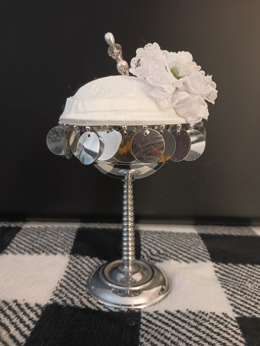 Dessert Stemware Pin Cushion- Repurposed Vintage